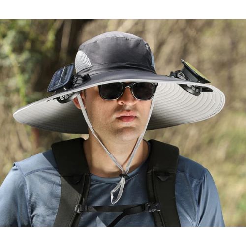 Father's Day Promotionš„49.9% OFF - Wide Brim Solar Fan Outdoor Hat, Solar and USB Charging - Adjustable