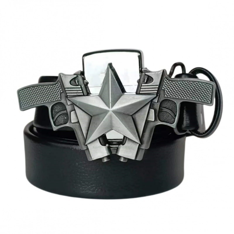 Personalized Genuine Leather Belt With Lighter
