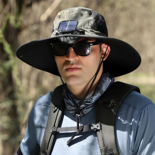 Father's Day Promotionš„49.9% OFF - Wide Brim Solar Fan Outdoor Hat, Solar and USB Charging - Adjustable