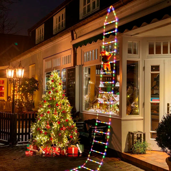 10FT LED Santa Claus Climbing Ladder Lights – USB Powered Christmas Outdoor & Indoor Decoration (338 LEDs, 8 Modes) VNP