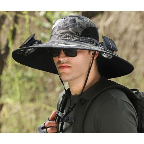 Father's Day Promotionš„49.9% OFF - Wide Brim Solar Fan Outdoor Hat, Solar and USB Charging - Adjustable