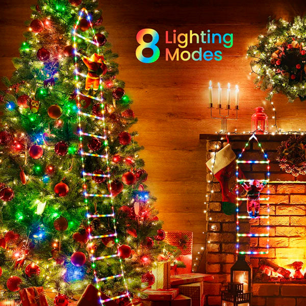 10FT LED Santa Claus Climbing Ladder Lights – USB Powered Christmas Outdoor & Indoor Decoration (338 LEDs, 8 Modes) VNP