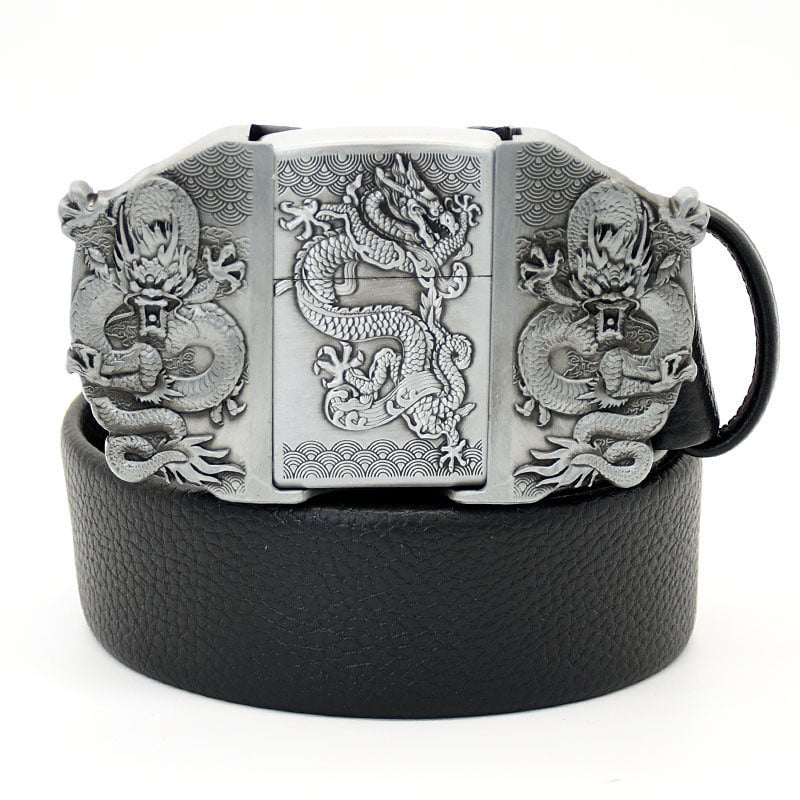 Personalized Genuine Leather Belt With Lighter