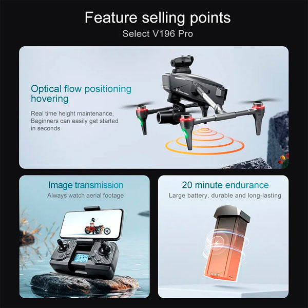 โ๐New Year's Special 2025โ๐ Drone with 8K camera for adults, v196 rc quadcopter with auto return, follow me, brushless motor, circular flight, waypoint, altitude hold, headless mode, 59 minutes long flight time!!
