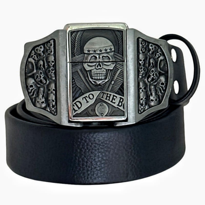 Personalized Genuine Leather Belt With Lighter