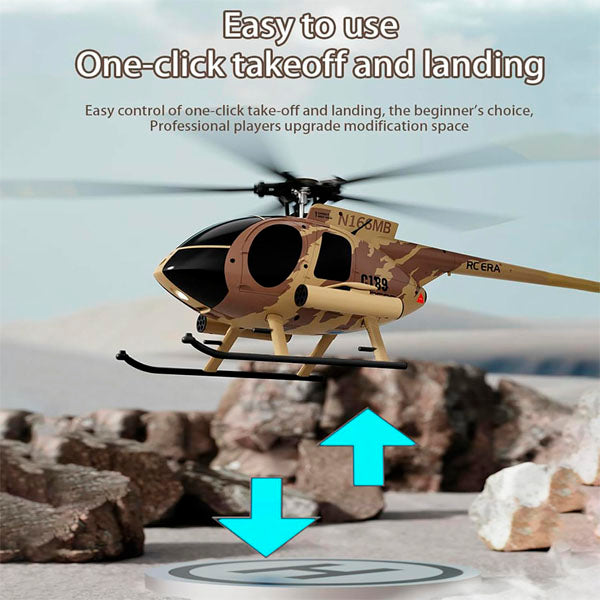 Falcon® C189 Remote Control Helicopter, 1:28 Scale Defender MD500 RC Helicopter 2.4G 6CH RTF with Single Blade Brushless Motor Flybarless Optical Flow Localization-2 Battery