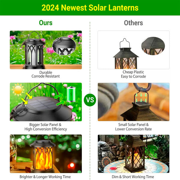 🏆Flash Sale⚡🔥 Upgraded Flickering Flame Solar Lantern Outdoor Waterproof Light