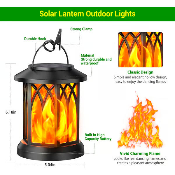 🏆Flash Sale⚡🔥 Upgraded Flickering Flame Solar Lantern Outdoor Waterproof Light