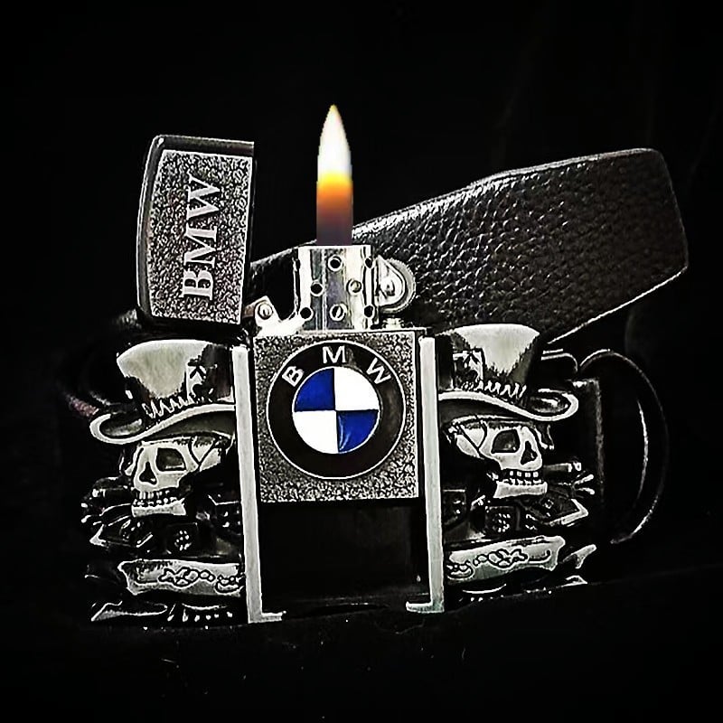 Personalized Genuine Leather Belt With Lighter