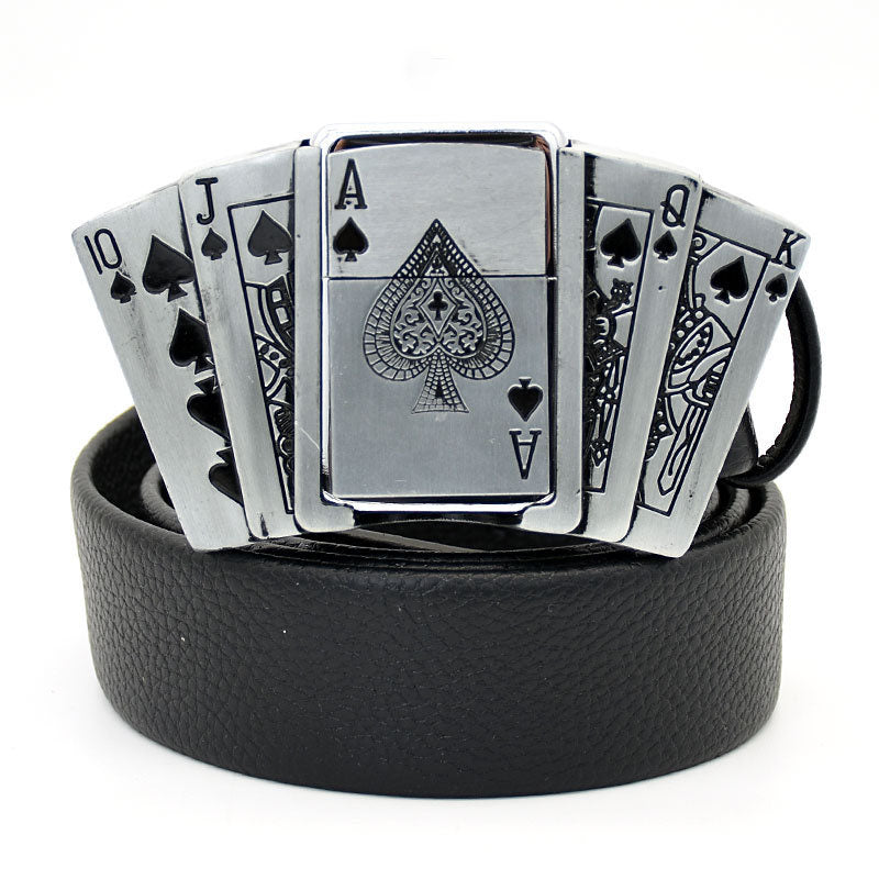 Personalized Genuine Leather Belt With Lighter
