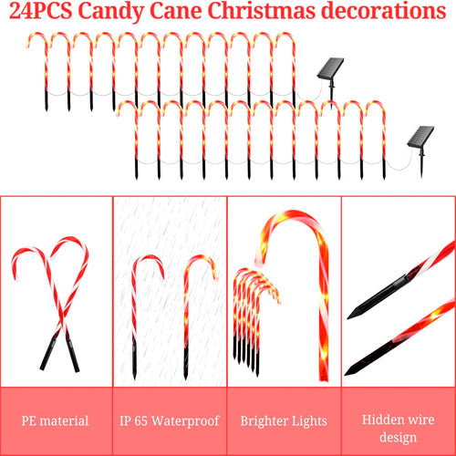 Solar Christmas Canes - Water Resistant