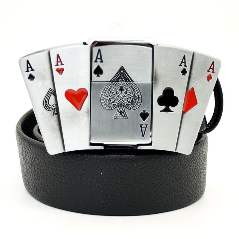 Personalized Genuine Leather Belt With Lighter