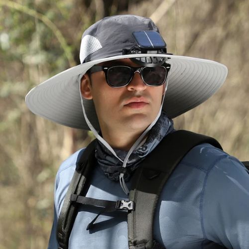 Father's Day Promotionš„49.9% OFF - Wide Brim Solar Fan Outdoor Hat, Solar and USB Charging - Adjustable