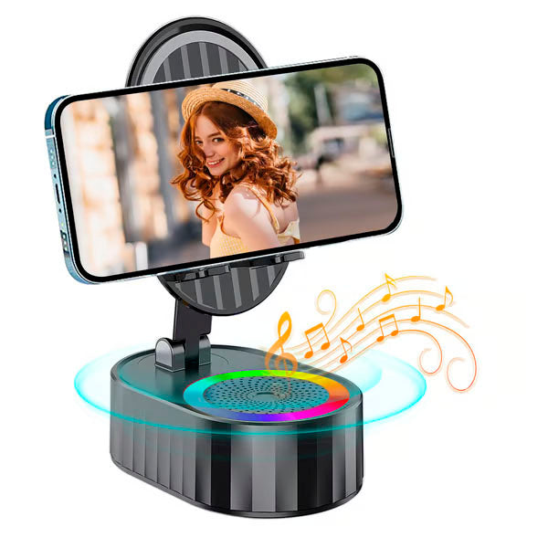 💥LAST DAY SALE 🔥2025 Upgraded Cell Phone Stand with Induction Speaker/Power Bank/Atmosphere Light