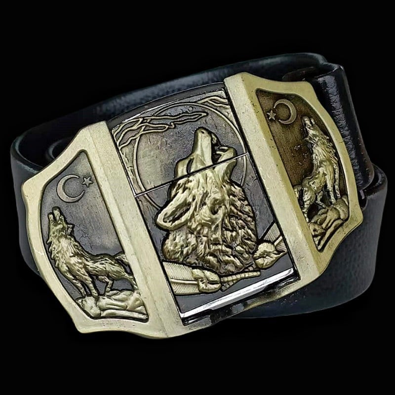 Personalized Genuine Leather Belt With Lighter