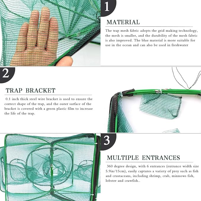 🐟Hand Cast Cage for Catching Fish Shrimp Crabs and Crawfish🐟
