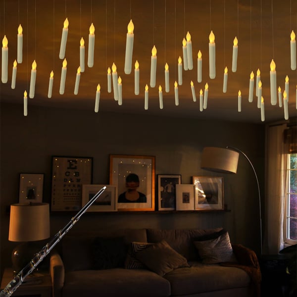 Realistic Floating Candle Lights With Light Control Wand