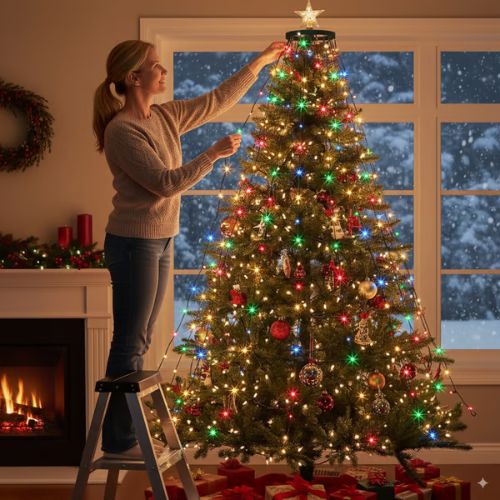 🎄Christmas Tree Waterfall Lights with Ring