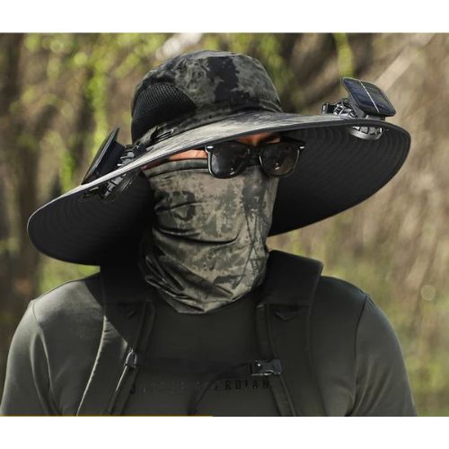 Father's Day Promotion🔥49.9% OFF - Wide Brim Solar Fan Outdoor Hat, Solar and USB Charging - Adjustable