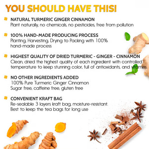 100% Natural Turmeric Ginger Cinnamon Tea