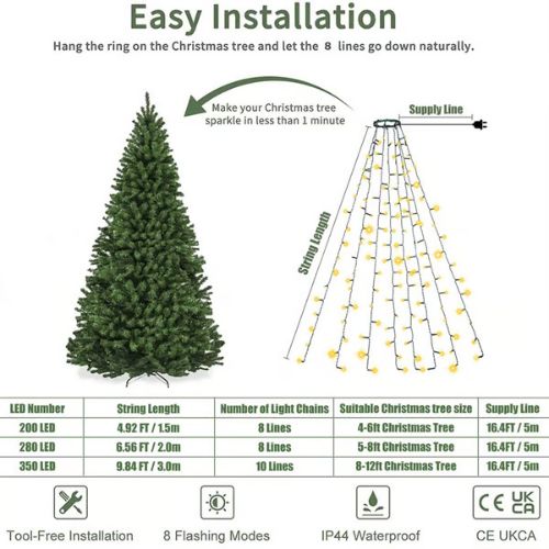 🎄Christmas Tree Waterfall Lights with Ring