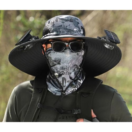 Father's Day Promotion🔥49.9% OFF - Wide Brim Solar Fan Outdoor Hat, Solar and USB Charging - Adjustable