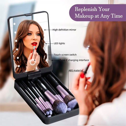 💖Smart Light Travel Makeup Brush Set
