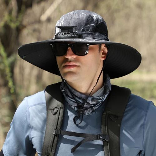 Father's Day Promotion🔥49.9% OFF - Wide Brim Solar Fan Outdoor Hat, Solar and USB Charging - Adjustable