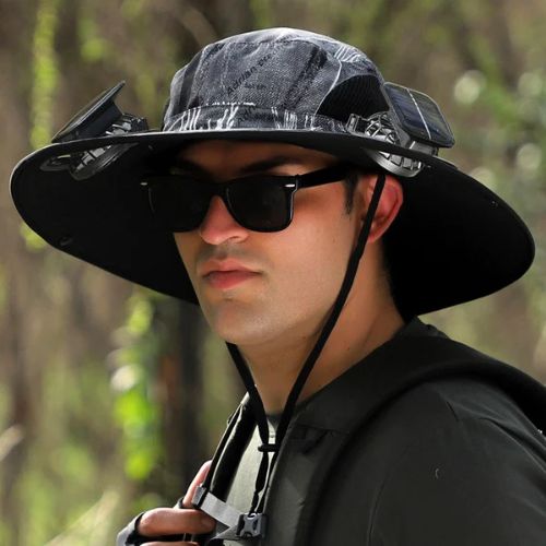 Father's Day Promotion🔥49.9% OFF - Wide Brim Solar Fan Outdoor Hat, Solar and USB Charging - Adjustable
