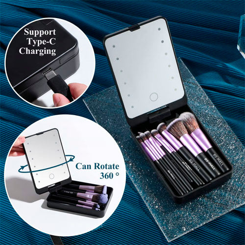 💖Smart Light Travel Makeup Brush Set