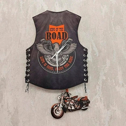 Motorcycle Vest Mute Wall Clock 🏍️Gift for Harley Fans