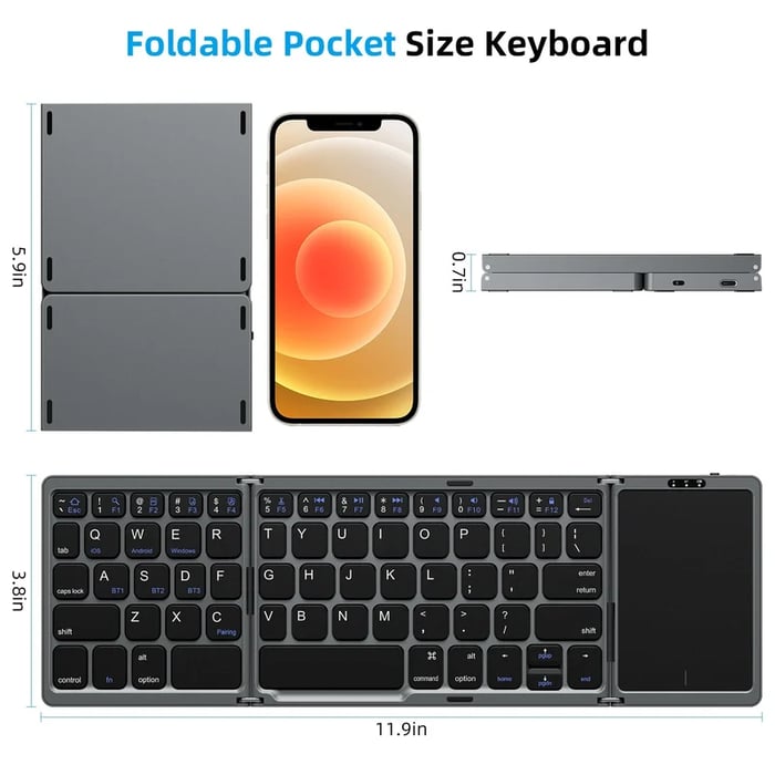 Foldable Bluetooth Keyboard with Touchpad