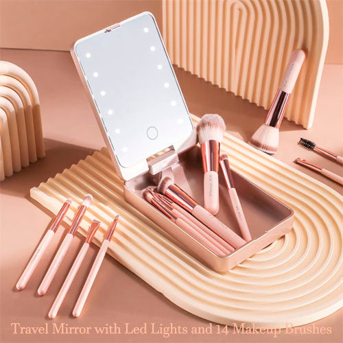 💖Smart Light Travel Makeup Brush Set