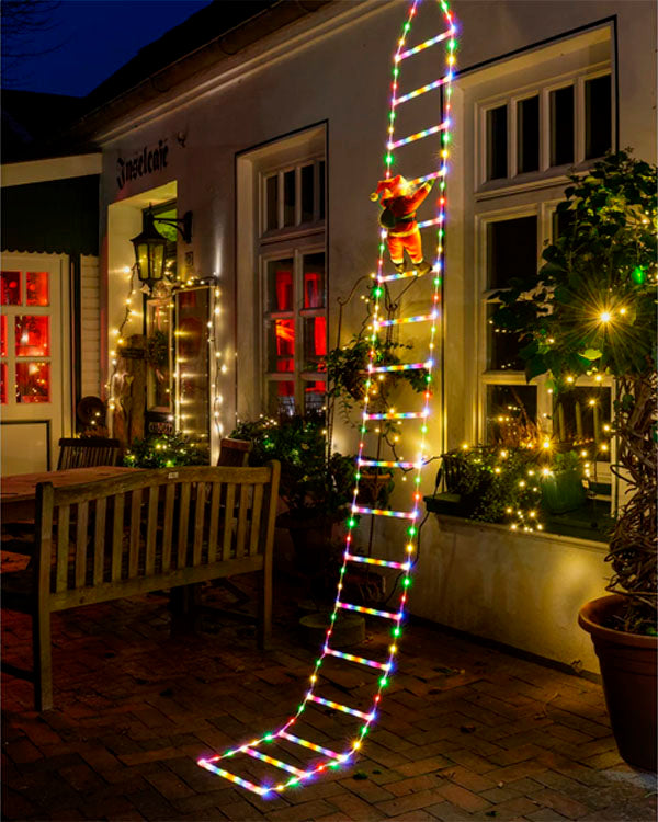 10FT LED Santa Claus Climbing Ladder Lights – USB Powered Christmas Outdoor &amp; Indoor Decoration (338 LEDs, 8 Modes) VNP