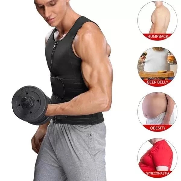 Men Body Shaper Sauna Vest Waist Trainer Double Belt