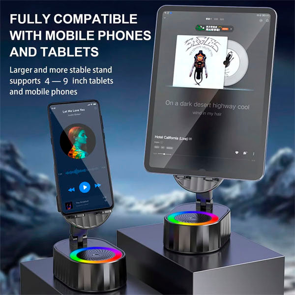 💥LAST DAY SALE 🔥2025 Upgraded Cell Phone Stand with Induction Speaker/Power Bank/Atmosphere Light