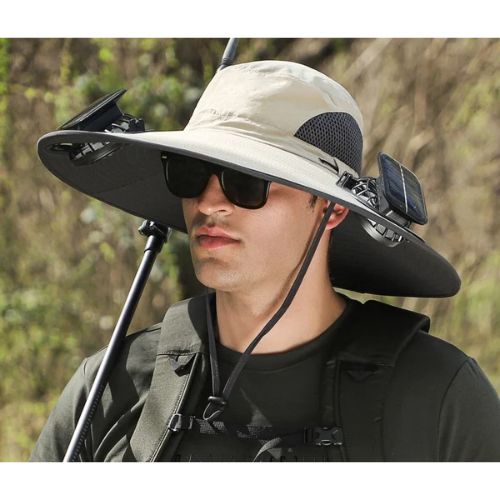 Father's Day Promotion🔥49.9% OFF - Wide Brim Solar Fan Outdoor Hat, Solar and USB Charging - Adjustable