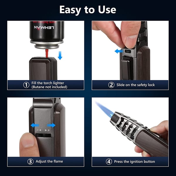 🔥Windproof Straight Torch Blue Flame Lighter