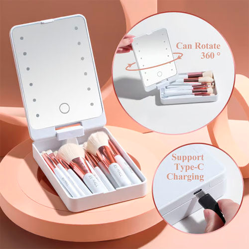 💖Smart Light Travel Makeup Brush Set