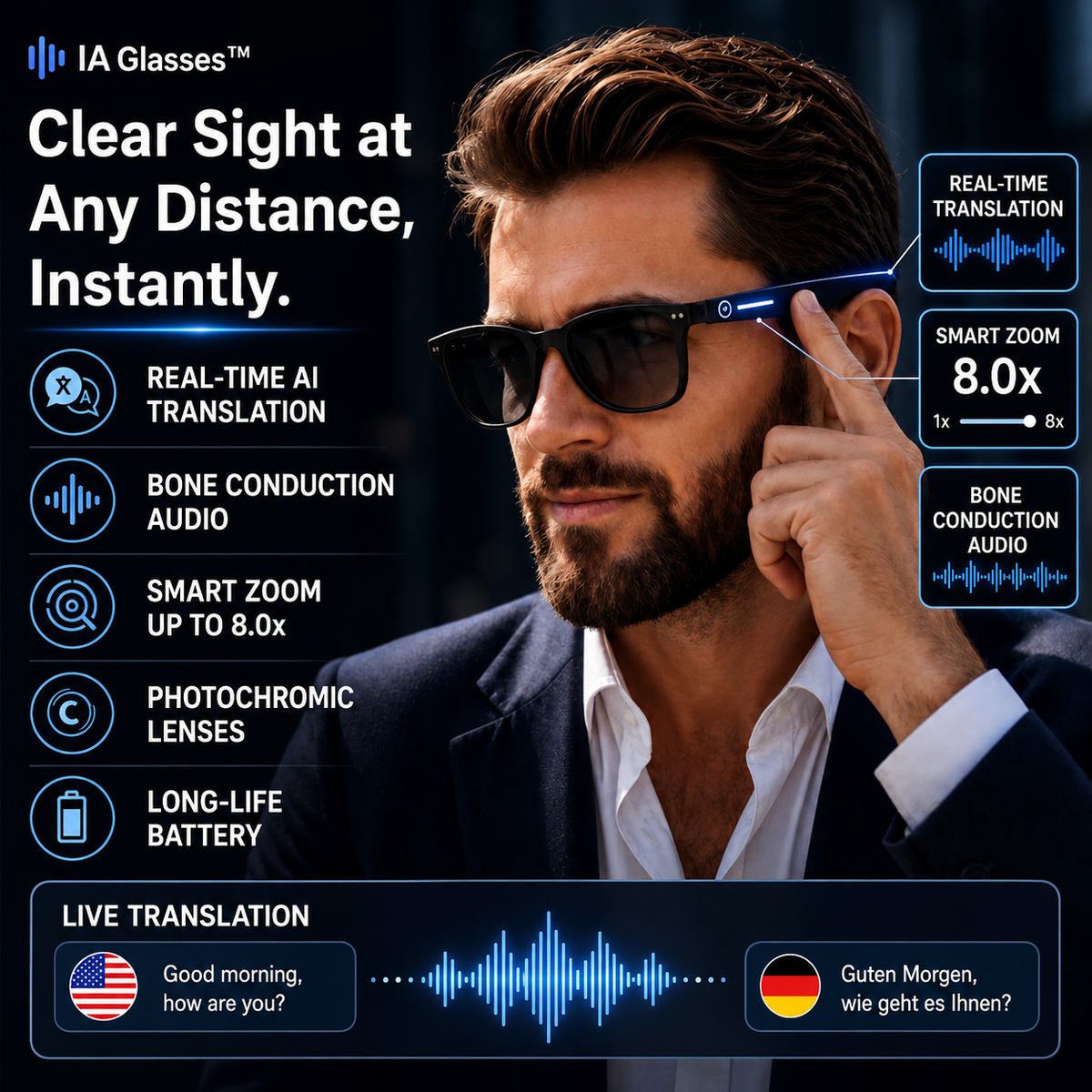 VisionMaxx™ – Smart Translation Sunglasses with AI Zoom