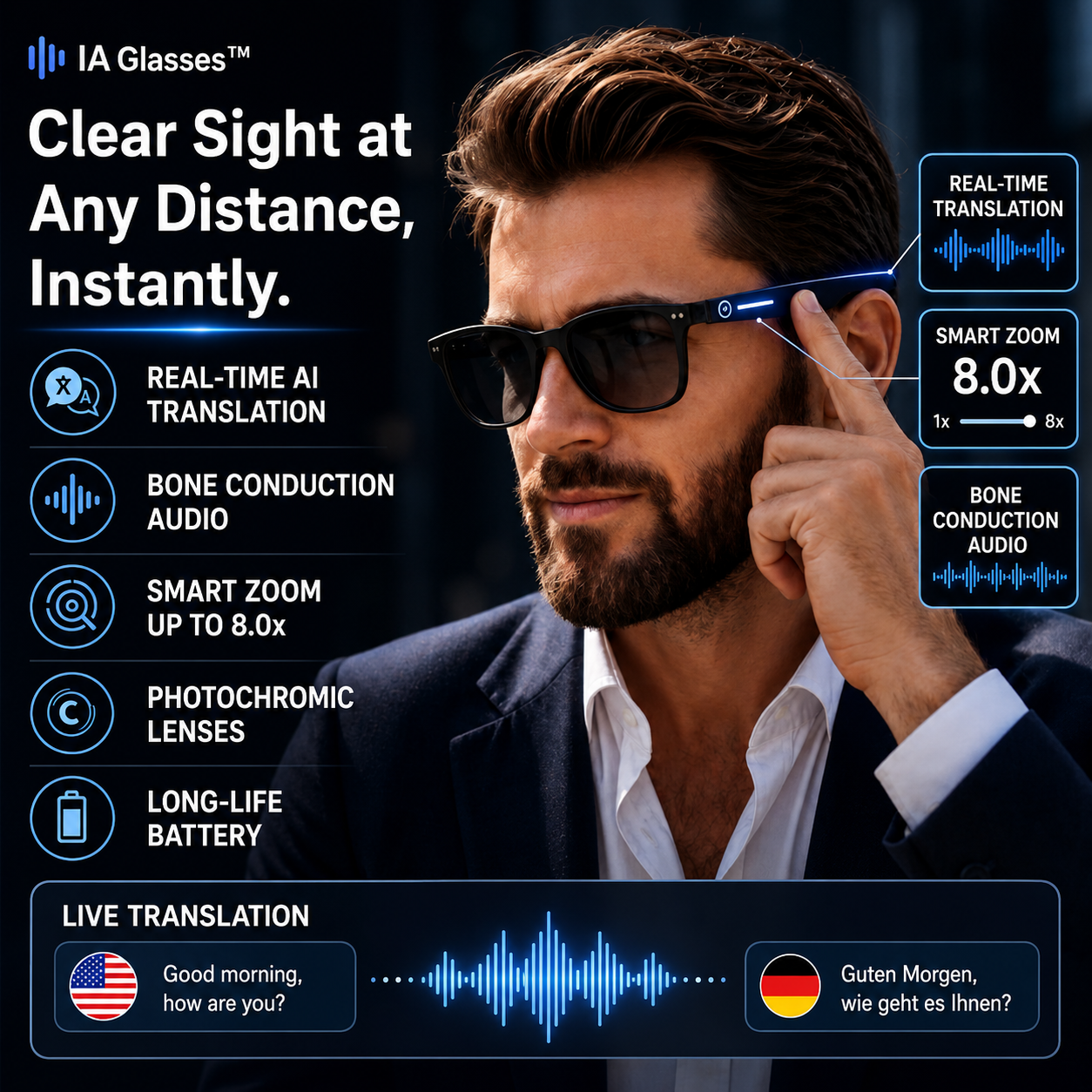 VisionMaxx™ – Smart Translation Sunglasses with AI Zoom