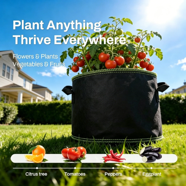 Heavy-duty breathable fabric planters with handles for vegetables, flowers, and fruit 🪴