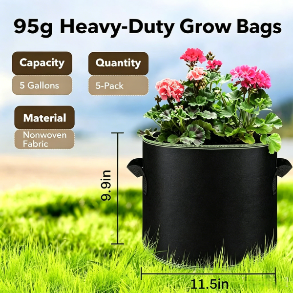 Heavy-duty breathable fabric planters with handles for vegetables, flowers, and fruit 🪴