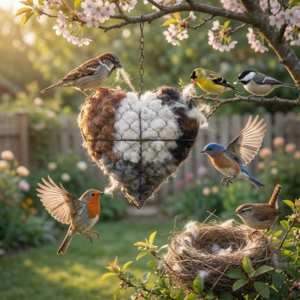 🕊️ Handmade Alpaca Fiber Bird Nesting Heart for Birds