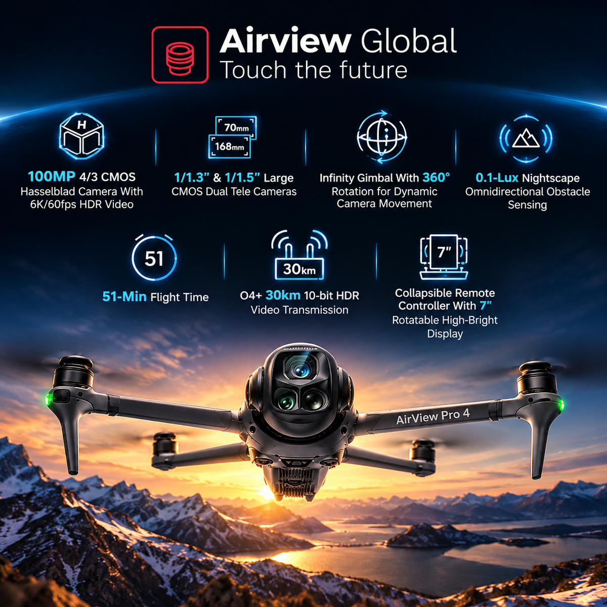 AirView 4 Pro - Easy to fly Long-lasting Battery