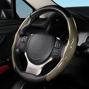 Carbon fiber silicone anti-slip car steering wheel cover universal type