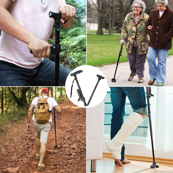 Aluminum alloy with LED light non-slip foldable walking stick