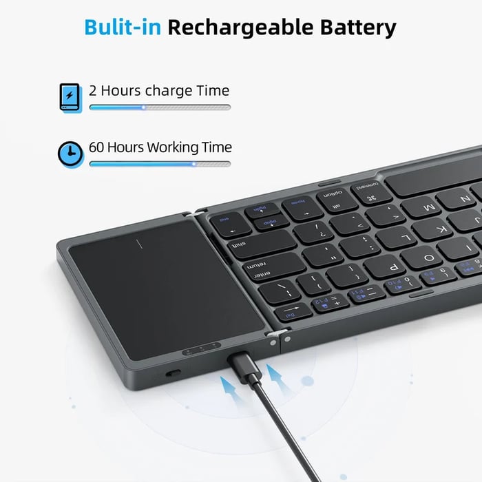 Foldable Bluetooth Keyboard with Touchpad