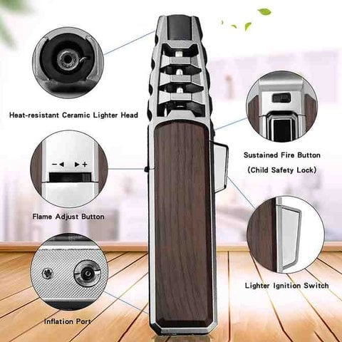 🔥Windproof Straight Torch Blue Flame Lighter