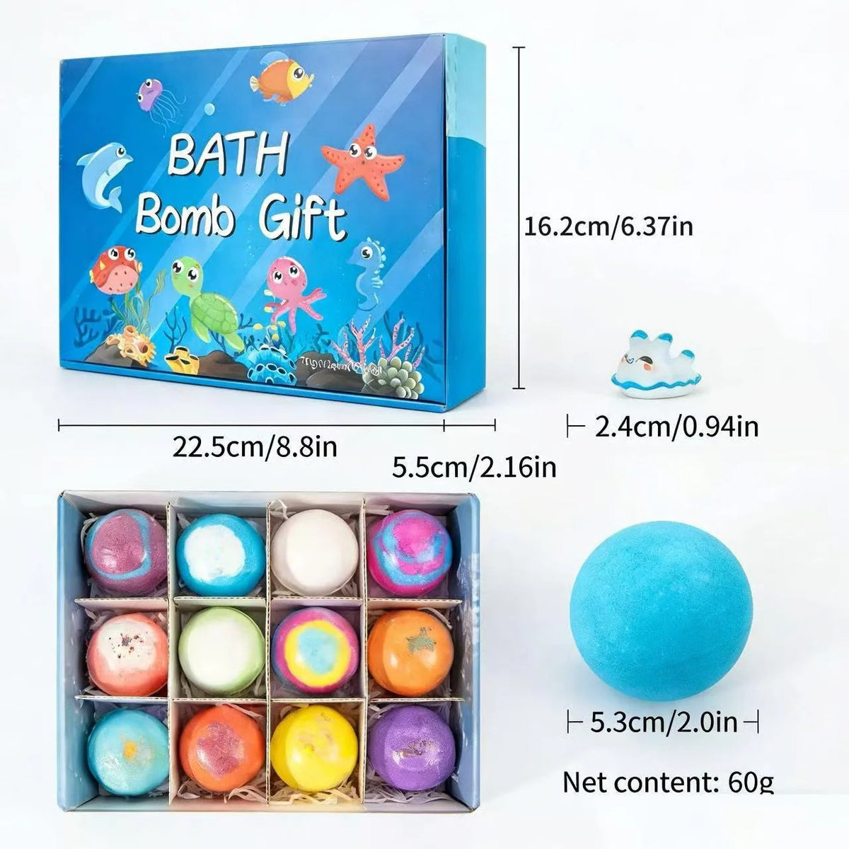 Bath Bombs + Surprise Ocean Toys Inside (Gift Box)